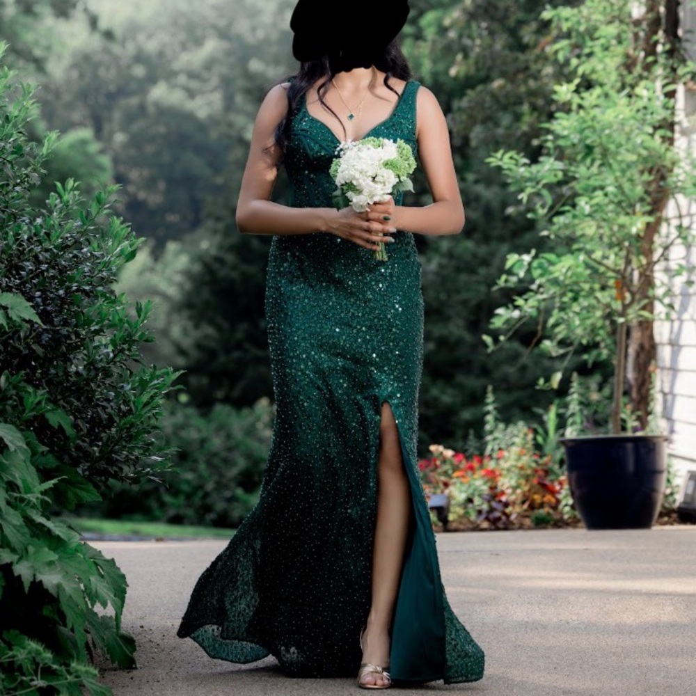 Emerald Green Sequin Prom Dress